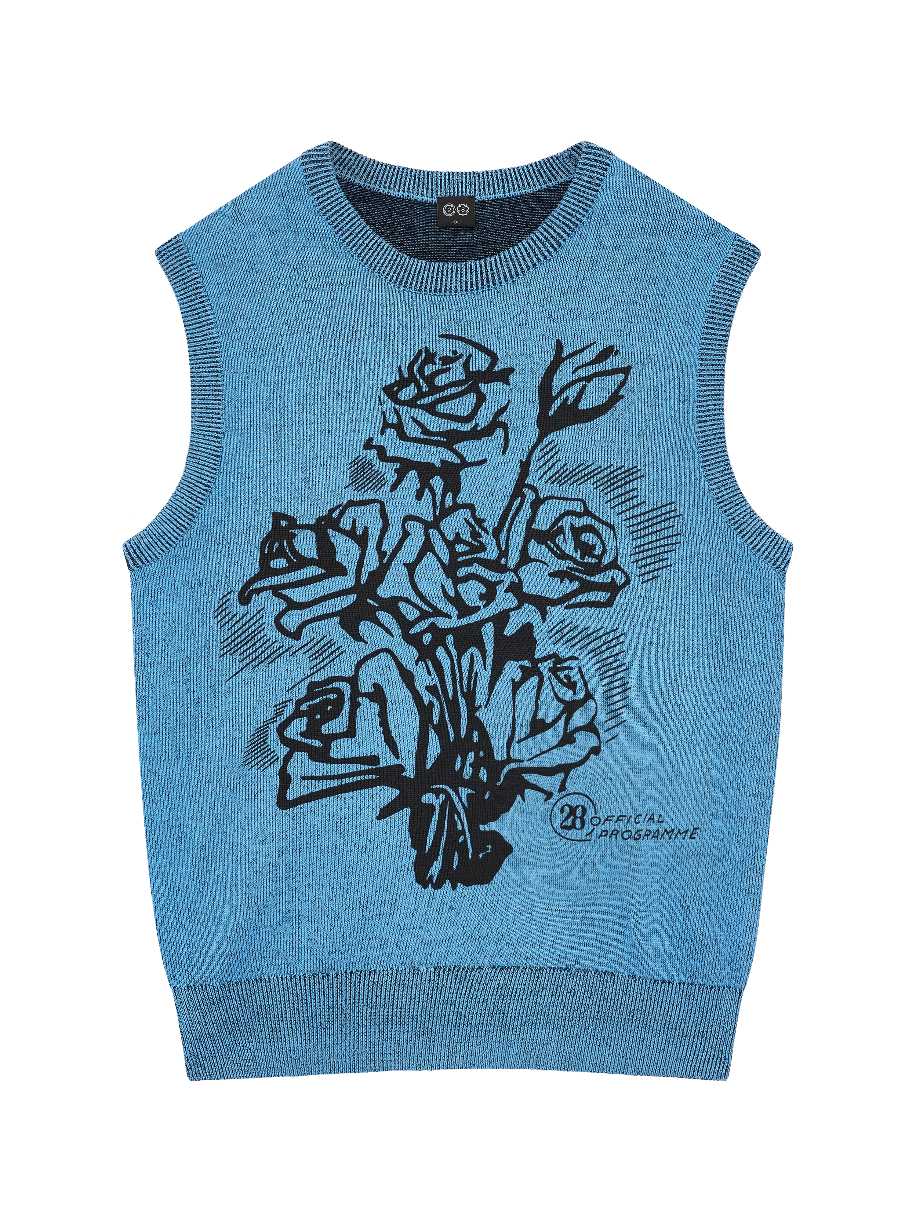 28 FLOWER KNIT TANK BLUE