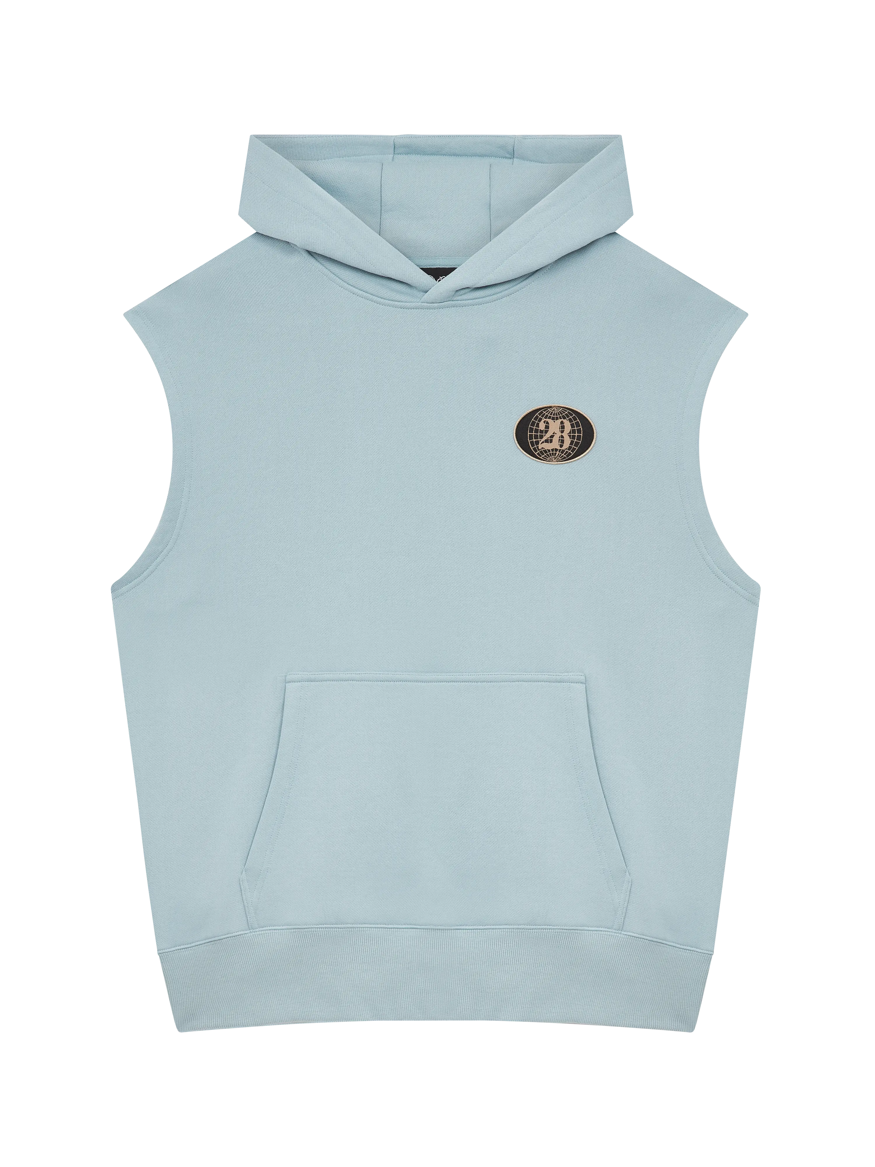 28 SLEEVELESS BADGE HOODIE BLUE