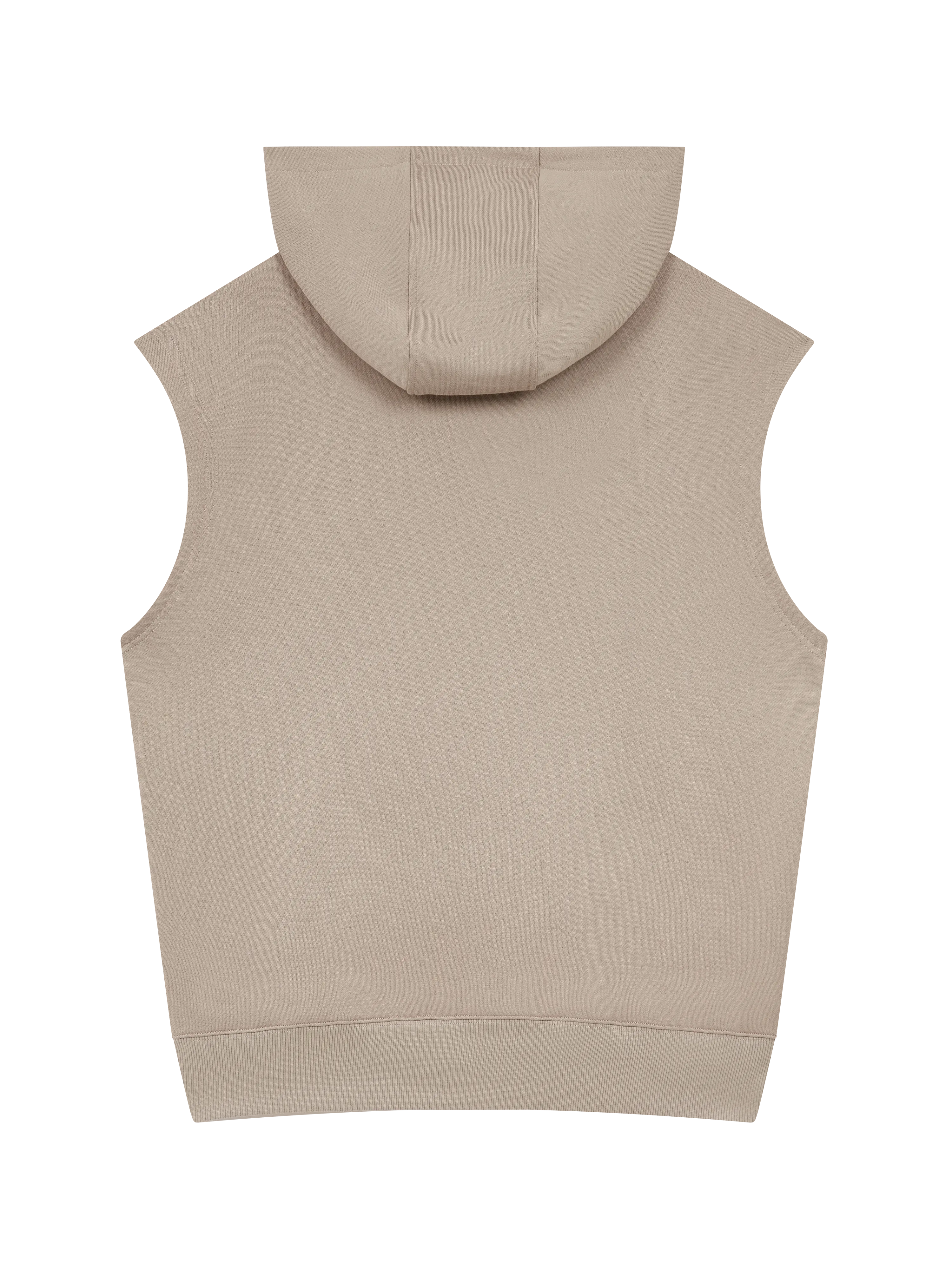 28 SLEEVELESS BADGE HOODIE MUSHROOM