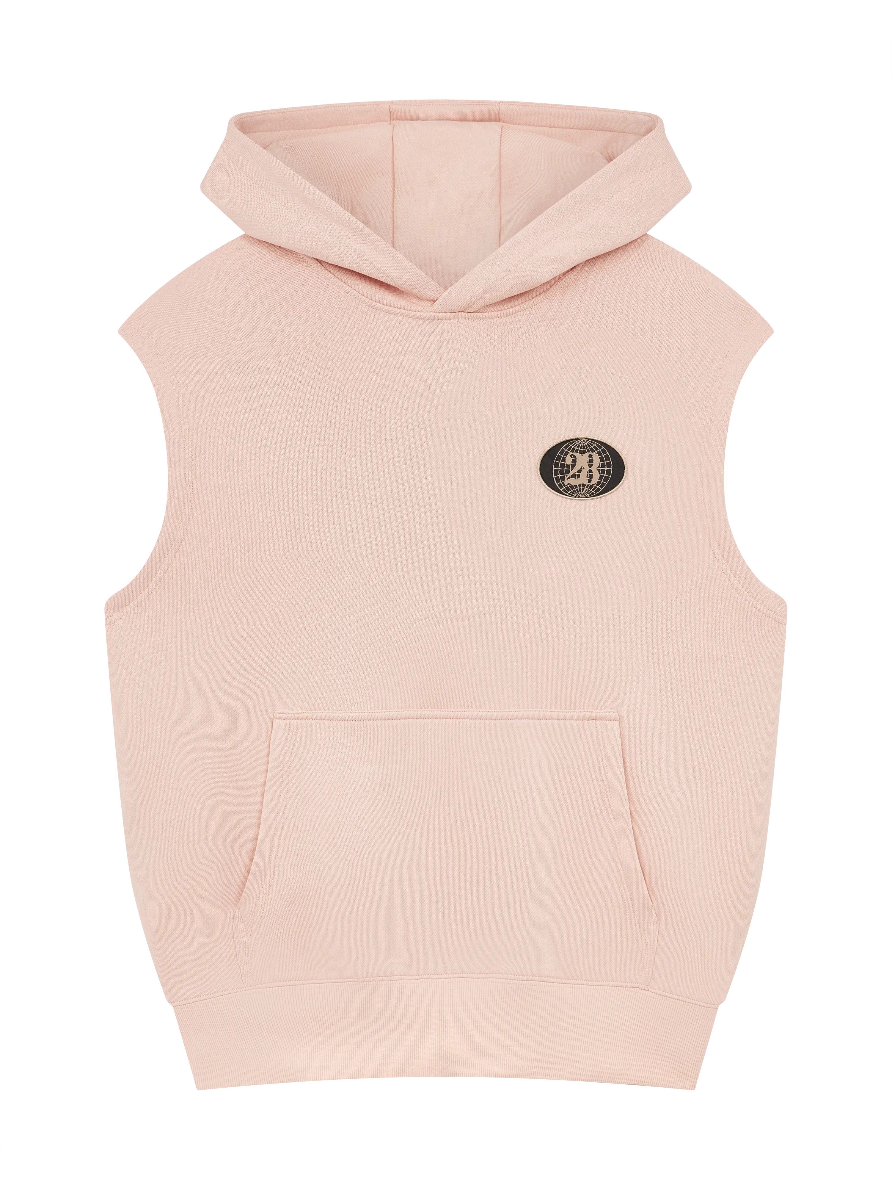 28 SLEEVELESS BADGE HOODIE PINK